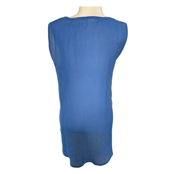 zara knit womens solid v neck mesh sheer tank top blouse medium - Picture 2 of 6